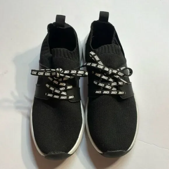 Juicy by Juicy Couture Avaya women sneaker Black/White Stretchy Mesh Sz 7