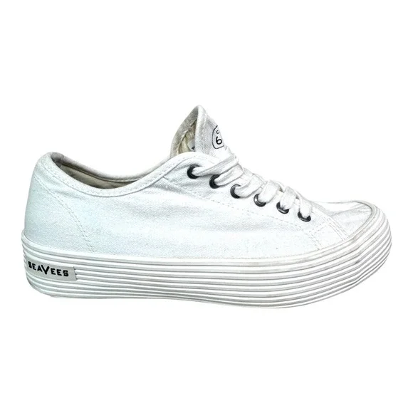 SeaVees Monterey Sneaker Platform Bleach‎ White Canvas Womens 9 California