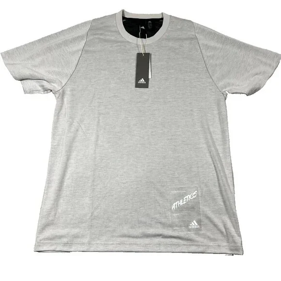 Adidas Mens Medium Gray Inside Mesh Tech Knit Short Sleeve Athletics T-Shirt NWT