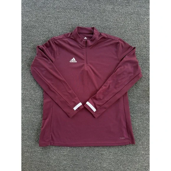 Adidas Climacool Men's Large Maroon 1/4 Quarter Zip Long Sleeve Training Top