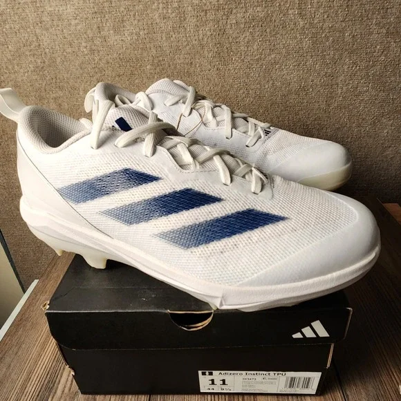 Adidas Adizero Instinct TPU Softball Cleats Mens 11 White Blue IH3473 Low Top