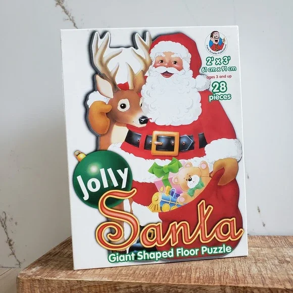 Jolly Santa Giant Shaped Floor Puzzle 28 Piece 2x3 Feet Vintage Rare