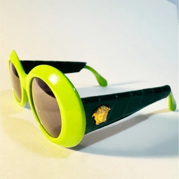 1996 Gianni Versace Sunglasses Mod. 418/P Col 899 Green Leather