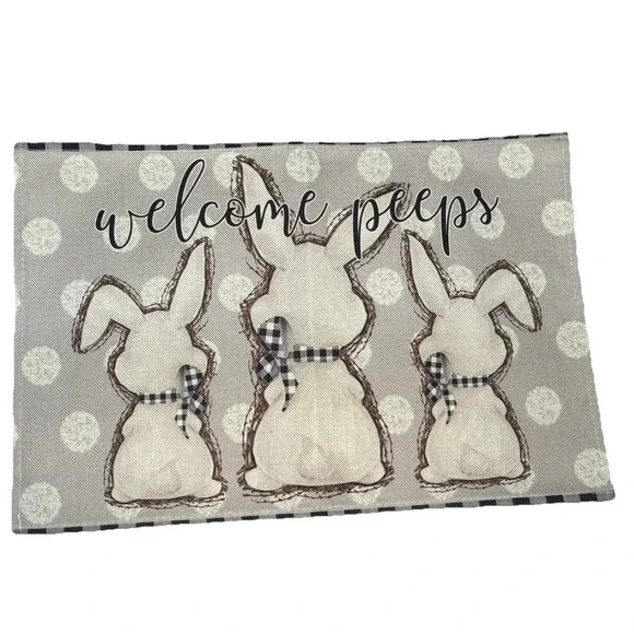 Easter Placemats Set of 6 Farmhouse Bunny Spring Table Decor Gingham Floral