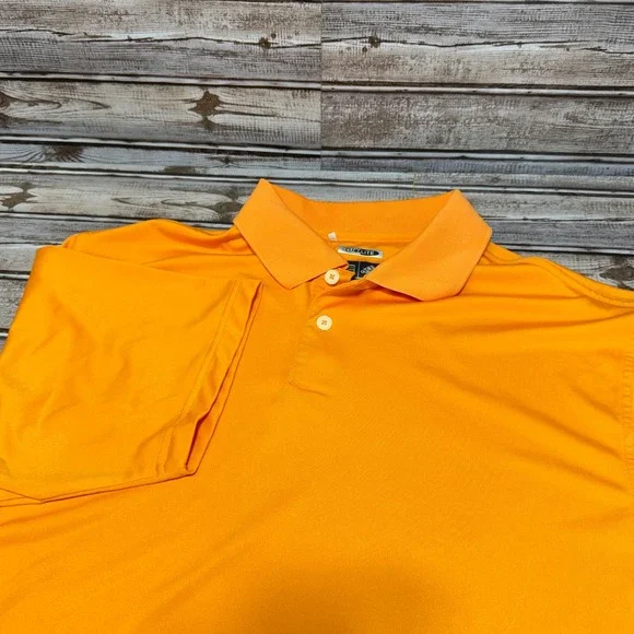 Adidas Polo Shirt Mens Large Orange Climalite Short Sleeve Performance Golf‎
