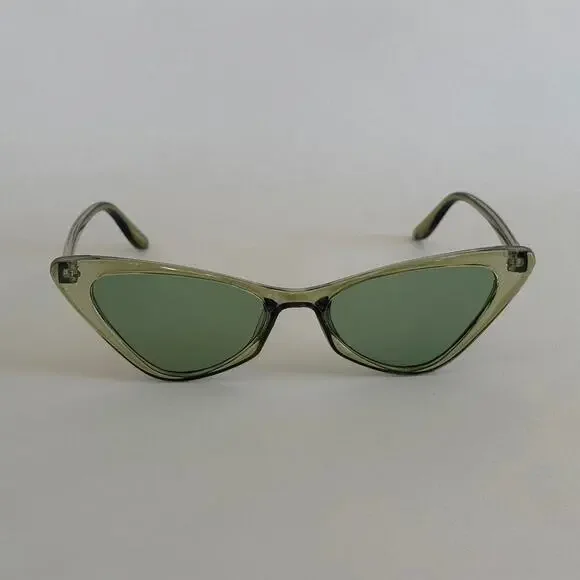 Y2K Cat Eye Green Black Sunglasses Unisex Retro Streetwear UVA UVB