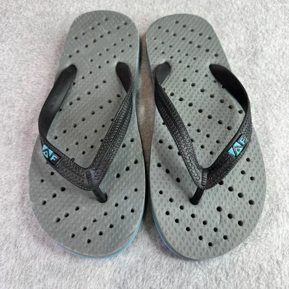 Aqua Flops Flip Flops Mens Size‎ 7/8 Shower Shoes Grey Blue Thong Sandals