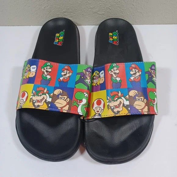 Ground Up Super‎ Mario Bros Wario Luigi Bowser Yoshi Slides Sandals Men's Size 8