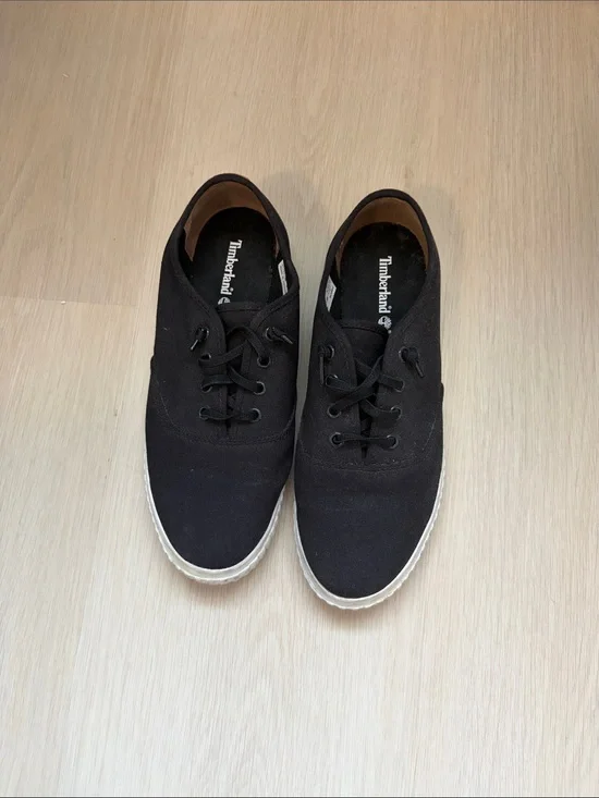 Timberland Womens Black Canvas Low-Top Sneakers