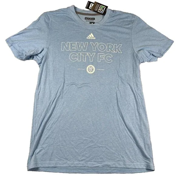 Adidas Mens Large Blue MLS New York City FC NYCFC Aeroknit Climacool‎ Shirt NWT