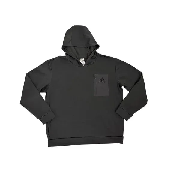 Adidas Hoodie Gray Classic Fit Fleece Pullover Hooded Sweatshirt Men's XL