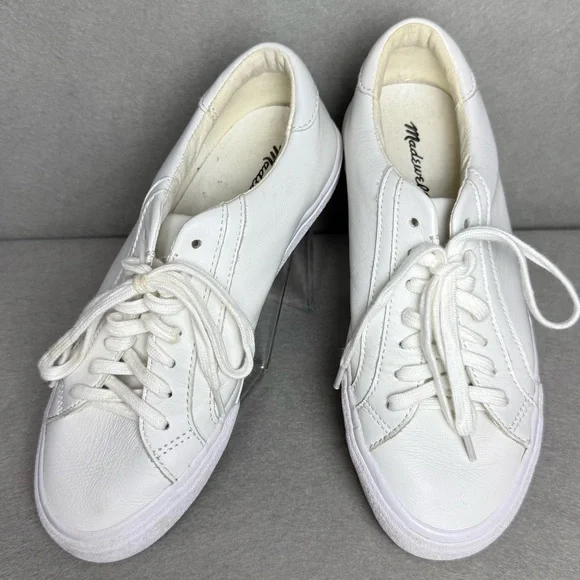 Madewell Womens Sidewalk Low Top Sneakers in Pale Parchment Multi Leather size 7