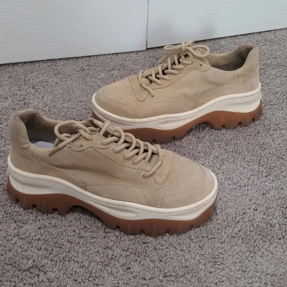 Bronx Baisley Tan Suede Chunky Platform Lug Sole Sneakers EU 41