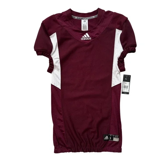 New Adidas Techfit Hyped Football Jersey Maroon White Athletic‎ Top Mens Small
