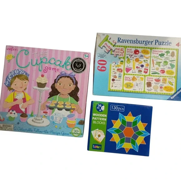 eeBoo Cupcake Game Ravensburger Food Groups Puzzle Lewo Wooden Pattern Blocks