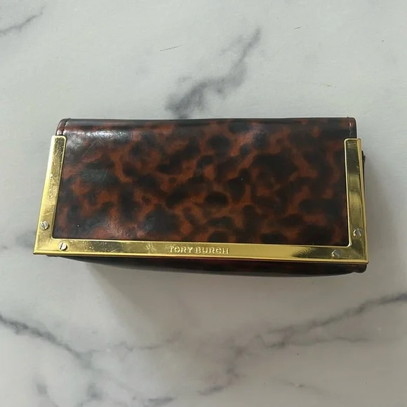 Tory Burch Tortoise Gold Tone Sunglasses Case