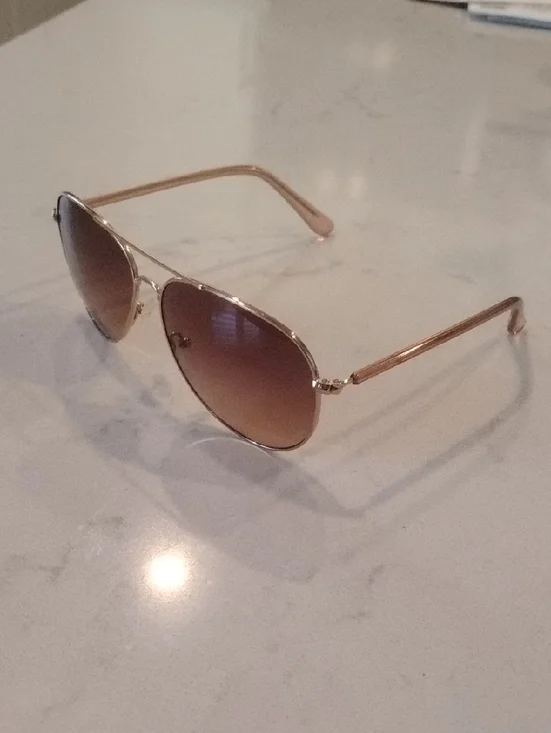 Calvin Klein Gold Frame Brown Gradient Aviator Sunglasses