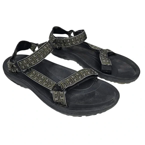 Teva Hurricane XLT2 Mens 13 Black Olive Geometric Active Sport Sandals Strap