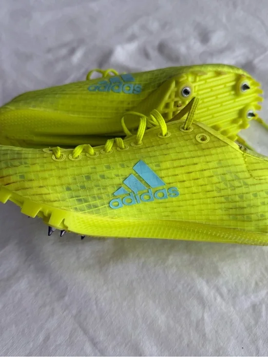 adidas adizero Finesse‎ Track Metal Spike Cleat Mens Yellow Aqua Used 5