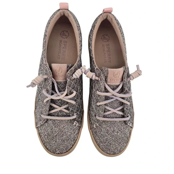 Sperry Sneakers Womens 10 Pink Crest Vibe SeaCycled Quilted Glitter STS89029