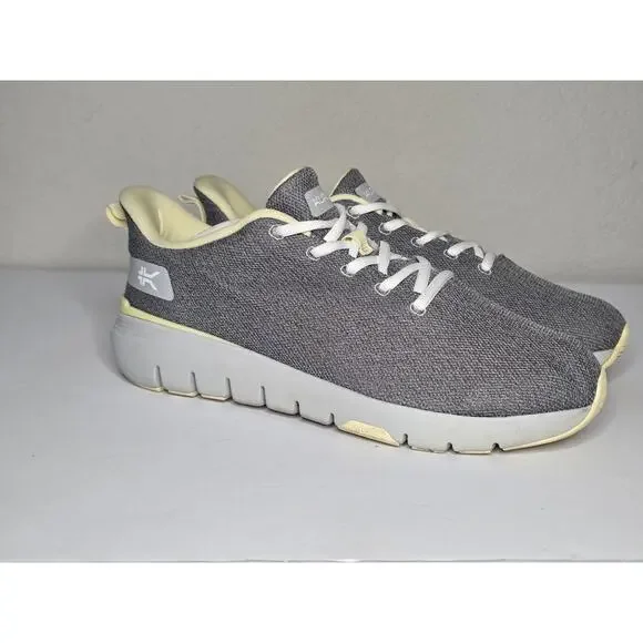 KURU Flex Via Women's 10.5 Wide Sneaker Dove Gray-Pale Lime Lace Up Shoe Running