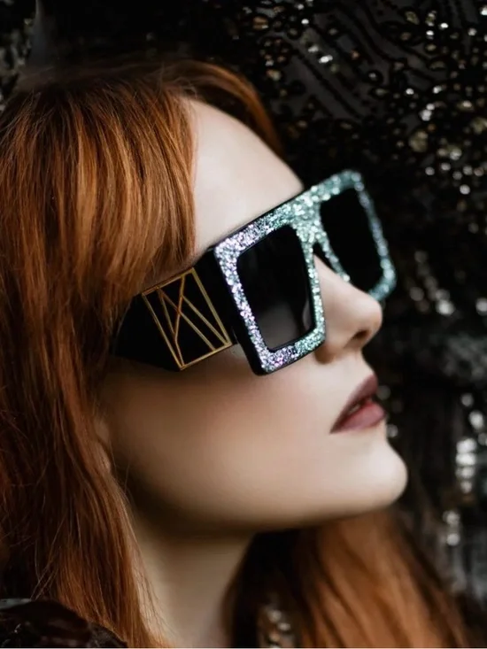 New Anna Karin Karlsson Mother Beep Ice Crystal Black Sunglasses Authentic