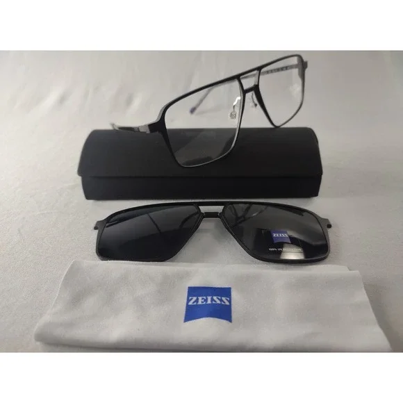 Zeiss ZS23123SLP Sunglasses Matte Black 56-14-140 Navigator with Clip-on NIB