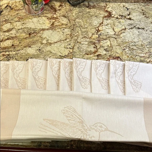 Elegant Cream Hummingbird Napkins New and Never Used; 10 Large Size (22” by 22”)