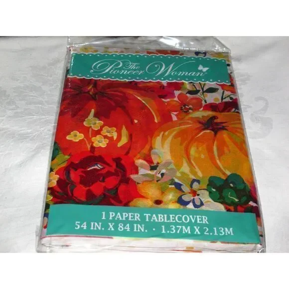 BNIB Pioneer Woman‎ Pumpkin Dot Paper Tablecover (s) 54 x 84 Fall Harvest