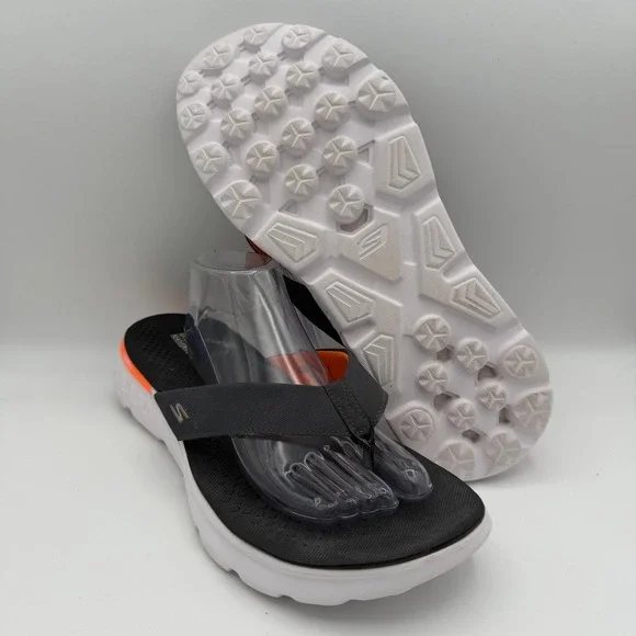 Men's Skechers On The Go 400 Gray Orange Shore Slipper Flip Flop Sandal Size 14
