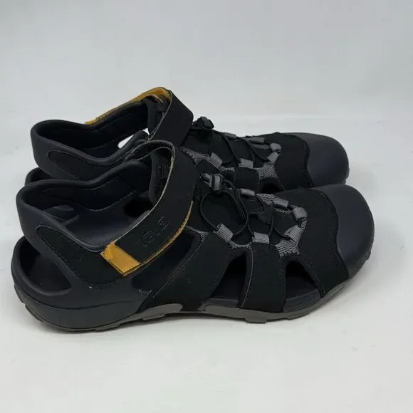 Teva Flintwood Sandals Mens 10 Black Mesh Hiking Water Ankle Strap Hook Loop