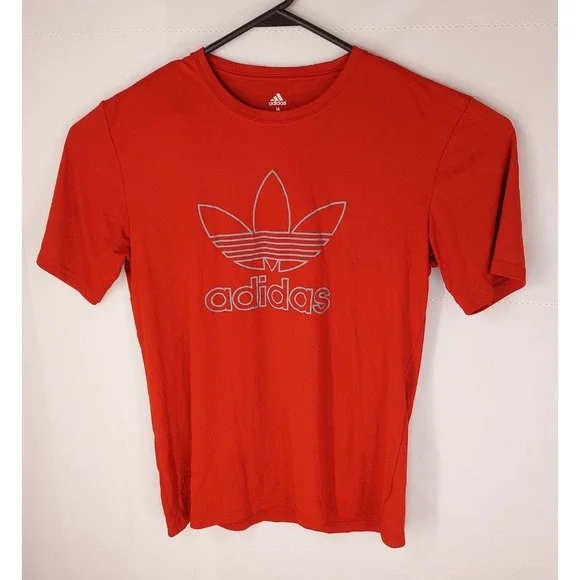 Adidas Mens Trefoil Graphic T-Shirt‎ Red Large Short Sleeve Spellout