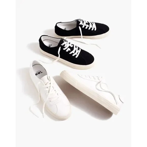 Madewell Sidewalk Low-Top‎ Sneakers in (Re)sourced Canvas W9.5/M8 Color Black