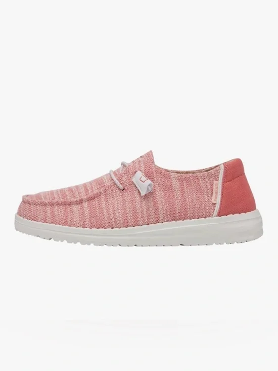 Hey Dude Wendy Stretch Coral Pink Knit Slip-On Shoes Lightweight Casual Size 12