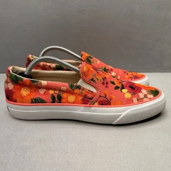 Womens Size 7 Keds x Rifle Paper Co Anchor Shoes Floral‎ Pink Floral Slip-On