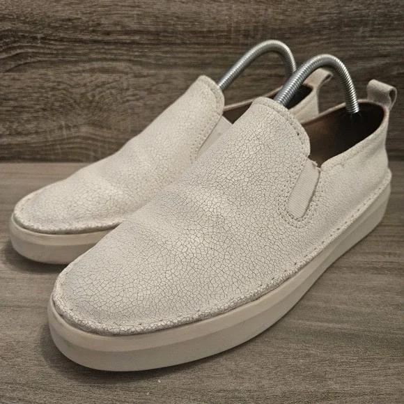 Frye Women's Low White Leather Slip On Sneakers Shoes Size 10 M‎ 3470730-WHT