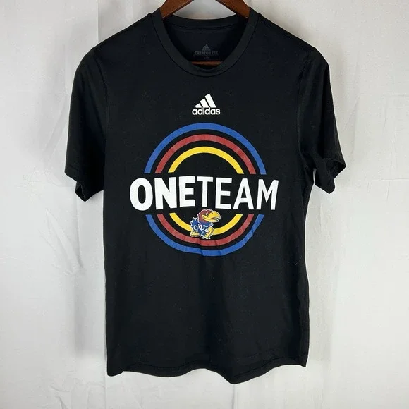 Kansas Jayhawks Shirt Adidas OneTeam BetterTogether Black Short Sleeve Men Small