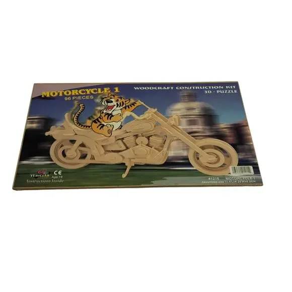 Motorcycle Wooden‎ 3D Woodcraft Construction Puzzle Kit 96 Pieces Motor Bike NEW