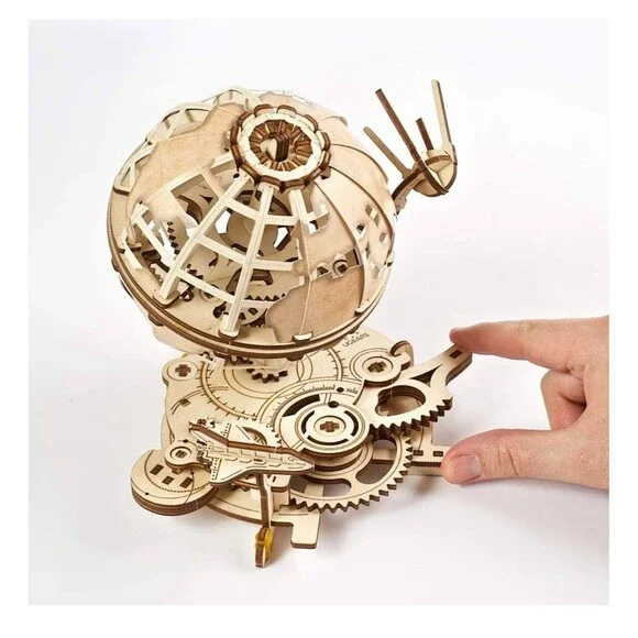 UGEARS Globe 3D Wooden Puzzle Assemble Fly Around Mechanical 184 Pieces Adults