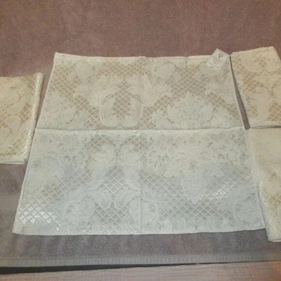 Vtg Beauvoir French Embroidered Napkins Ivory Floral Set Of 4 Old Money NEW
