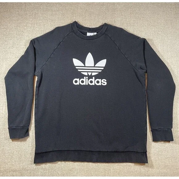 Adidas Trefoil Logo Crewneck Sweatshirt – Men’s XL Black Casual Warm