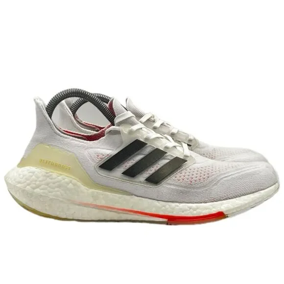 Adidas Ultraboost 21 Shoes Womens Size 9 White/Black/Solar‎ Red S23840