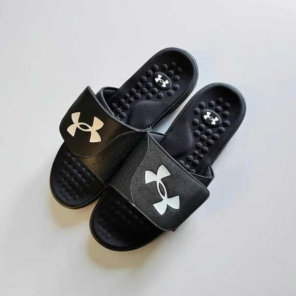 Under Armour Men's‎ Ignite Pro Slide Sandal Black/Black/White Size 17, New!