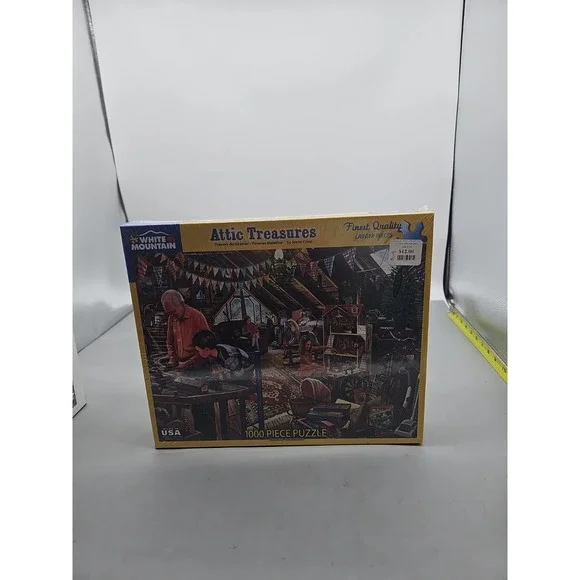 White Mountain Attic Treasures 1000 Piece Jigsaw Puzzle Rare HTF Sealed #1123
