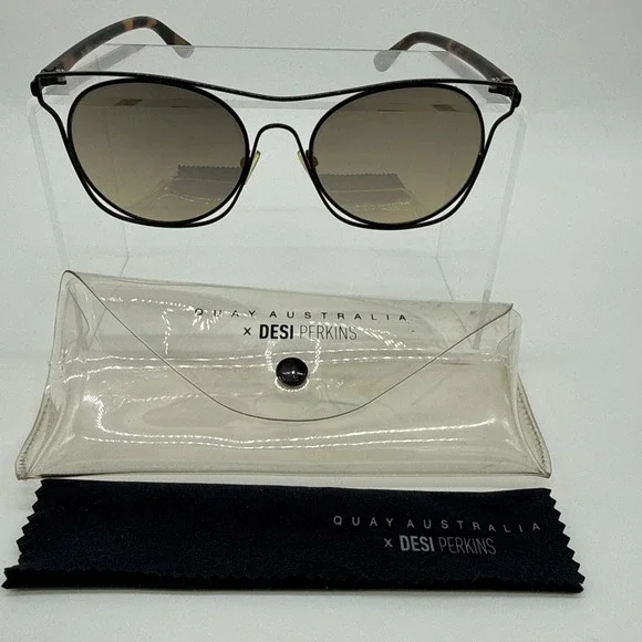 Genuine QUAY AUSTRALIA X‎ DESI PERKINS Hi Key black LARGE aviator sunglasses