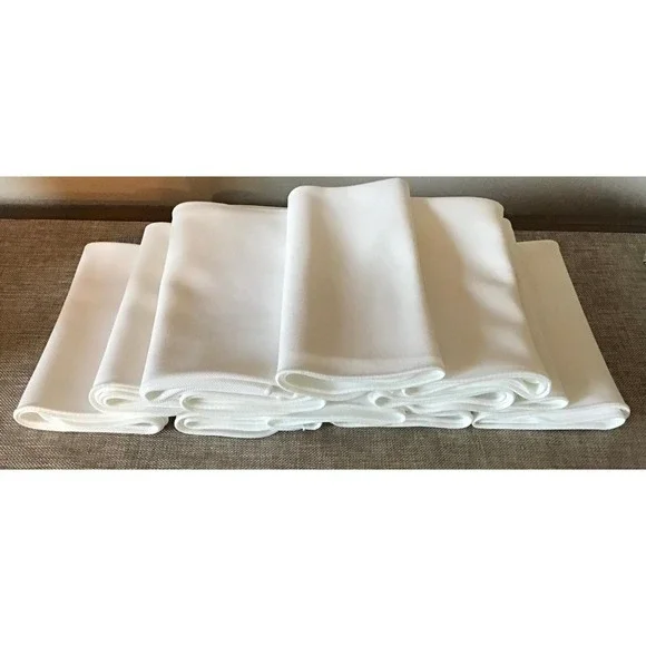 VTG 70's White Cloth Napkins (10) Twill Weave Polyester Linens Classic Elegant