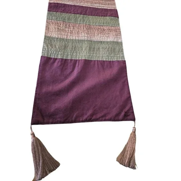 Taurus Home Table Runner With Tassels‎ - Red & Gold - 12.5