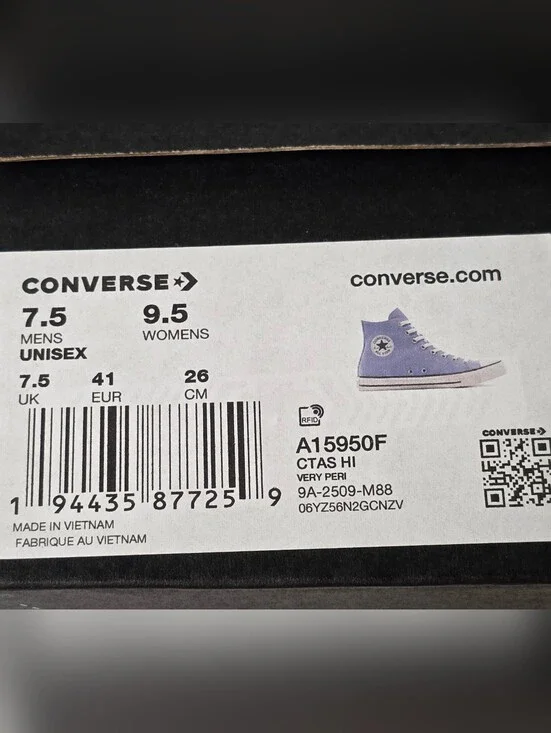 Converse Chuck Hi Chuck Taylor All Star High Top Sneakers In Very Peri Size W9.5