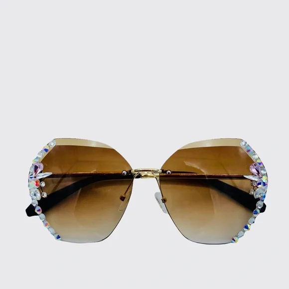 New✨Rhinestone Embellished Rimless Fashion Sunglasses✨