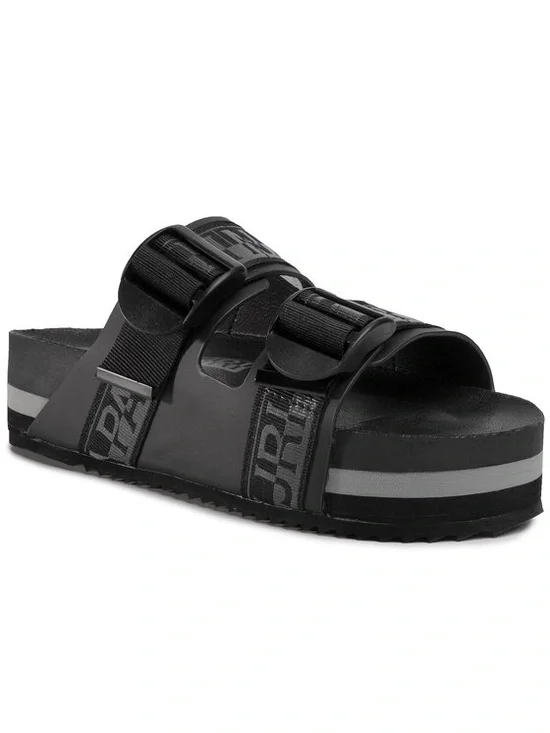 Napapijri Crick BIRKENSTOCK arizona Style Slides Sandals Black Adjustable 9.5 9
